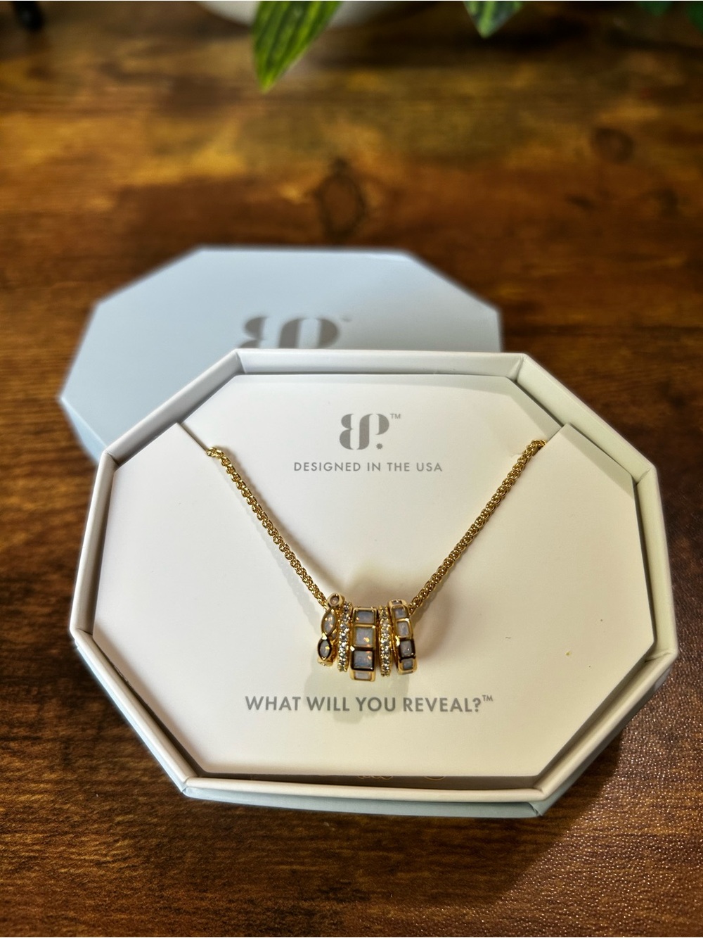 Bomb Party OG “Dreaming of You” Moonstone & Gold Rings Necklace